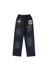 Hellstar Studios logo washed casual sports pants black