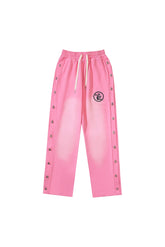 Hellstar Studios' new side button logo casual sports pants! pink